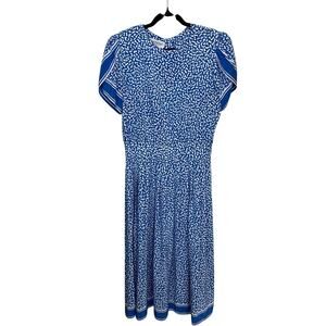 Maggy Boutique James Doherty Vintage 80s Blue Geometric Tulip Sleeve Dress 16